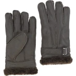 Mens Leather Sheepskin Gloves Mocca Green: DB-707