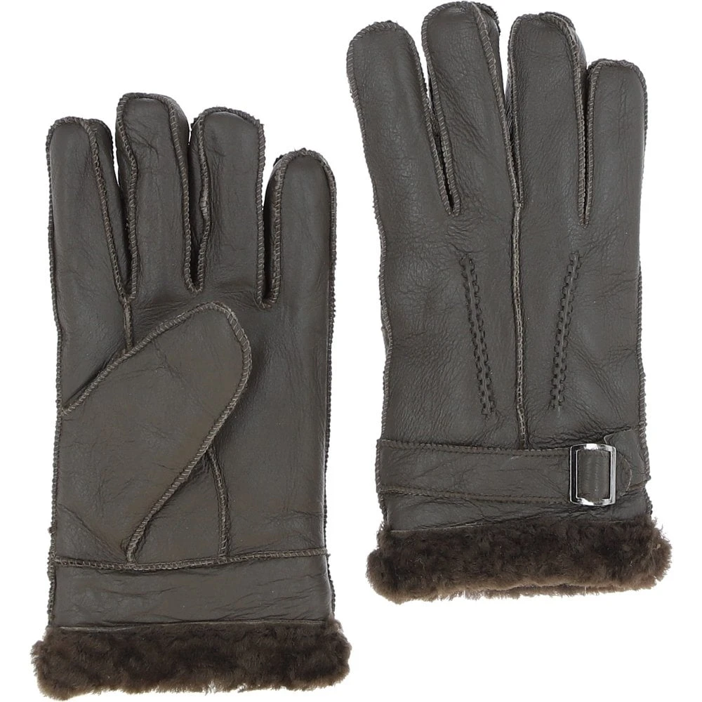 Mens Leather Sheepskin Gloves Mocca Green: DB-707