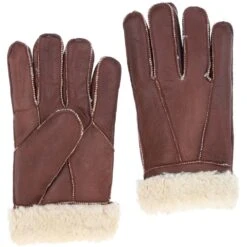 Mens Leather Sheepskin Gloves Nap Brown: DB-705