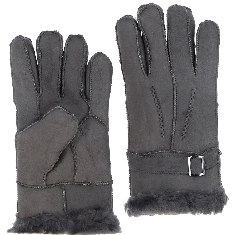 Mens Leather Sheepskin Gloves Taupe Grey: DB-707