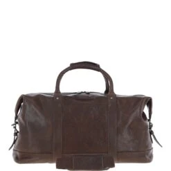 Men's Luxury Leather Weekend Holdall Brown: Austin