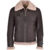Mens Luxury Shearling Biker/ Flying Jacket Brown/ Cream : Torsten