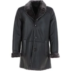 Men's Luxury Single Breasted Sheepskin Coat Brown/brissa: Barring