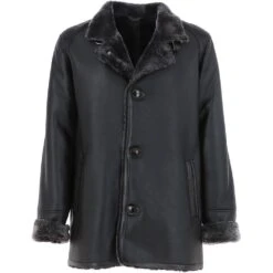 Mens Luxury Single Breasted Sheepskin Coat Brown/brissa: Emiel