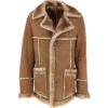 Mens Shearling Sheepskin Coat Honey Tan: Del Boy