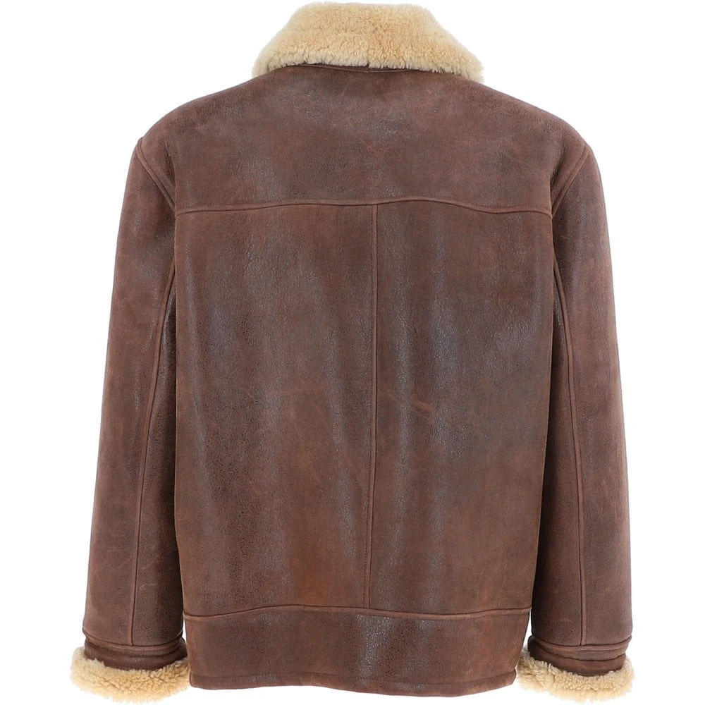 Mens Sheepskin Flying Jacket Kestane : Hunter - Image 3