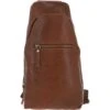 Michigan Leather Three Pocket Sling Bag Cognac: M-53