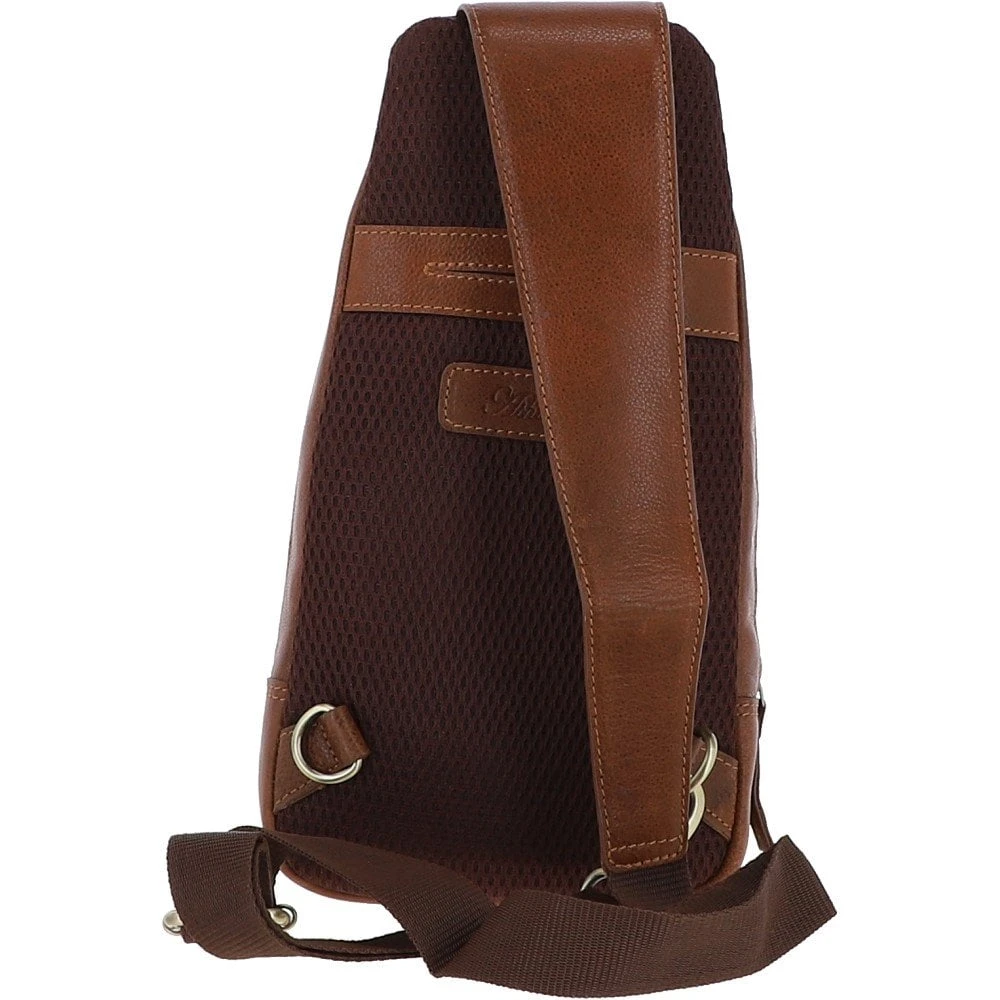 Michigan Leather Three Pocket Sling Bag Cognac: M-53 - Image 3