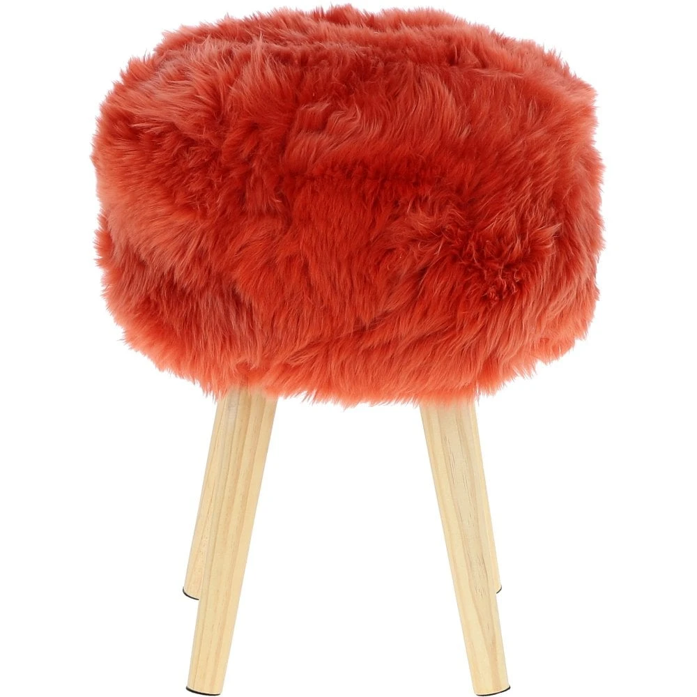 New Zealand Sheepskin Stool Burnt Orange: NZ Stool
