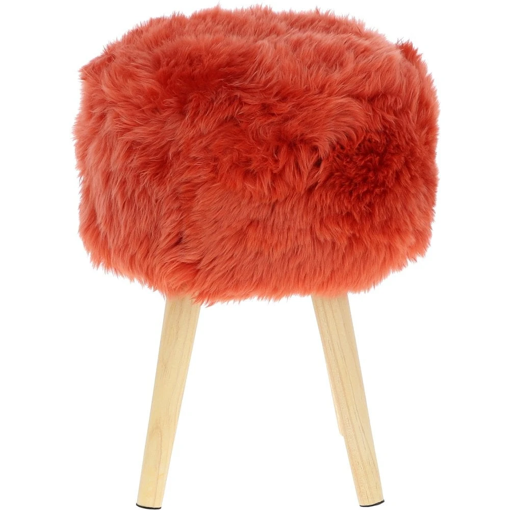 New Zealand Sheepskin Stool Burnt Orange: NZ Stool - Image 3