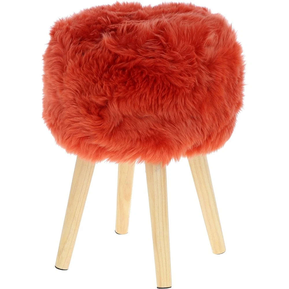New Zealand Sheepskin Stool Burnt Orange: NZ Stool - Image 4