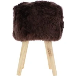 New Zealand Sheepskin Stool Chocolate: NZ Stool