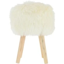 New Zealand Sheepskin Stool Natural: NZ Stool