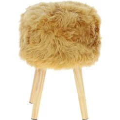New Zealand Sheepskin Stool Ochre: NZ Stool