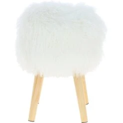 New Zealand Sheepskin Stool Tibetan Ivory: NZ Stool