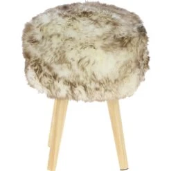 New Zealand Sheepskin Stool Wolf Tip: NZ Stool