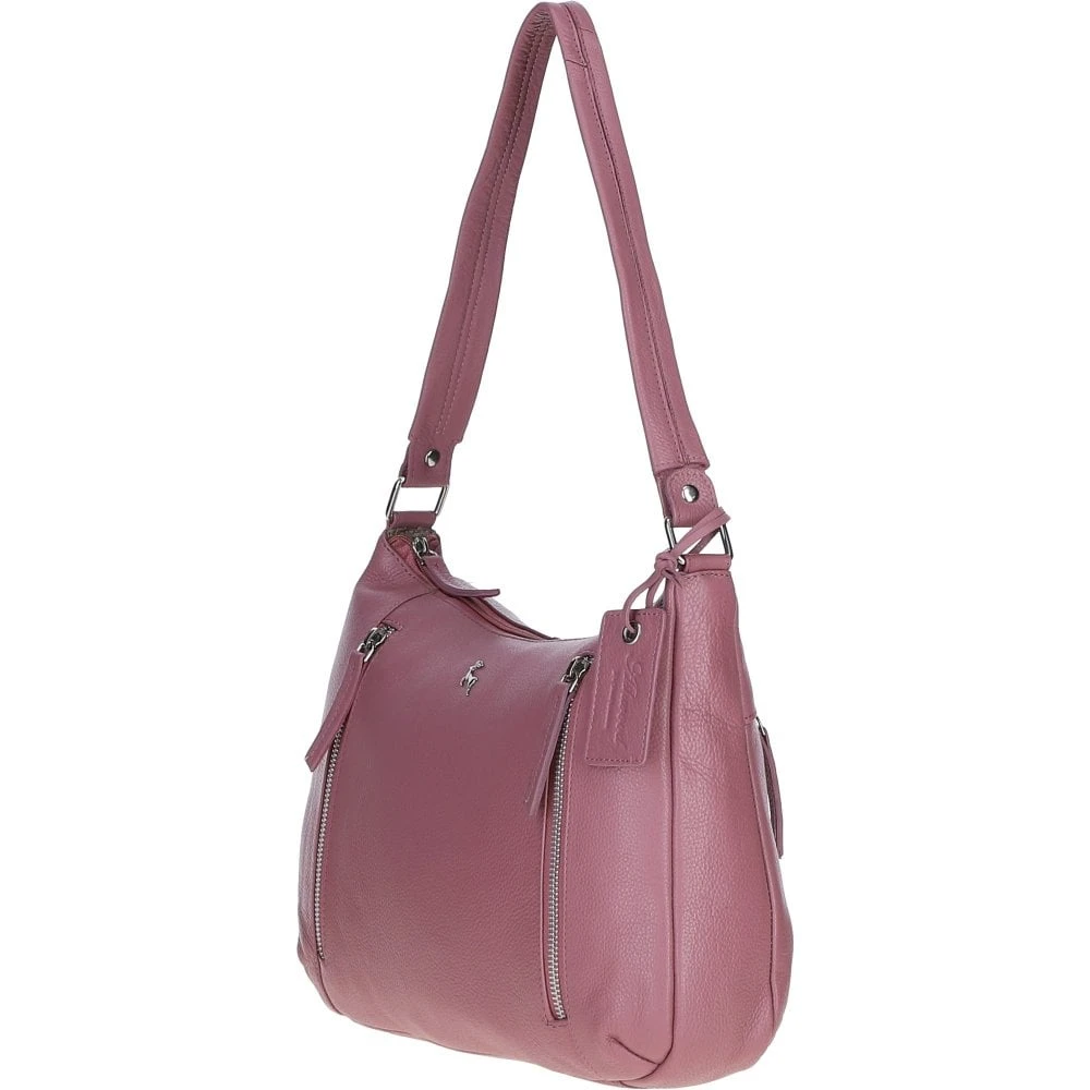 Premium Leather Shoulder Bag Dungannon: Cameo Rose - Image 3