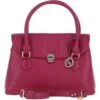 Premium Leather Shoulder Bag With Detachable Crossbody Strap Raspberry: Y-56