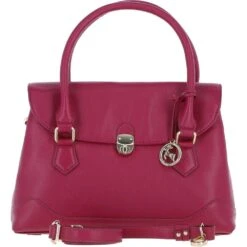 Premium Leather Shoulder Bag With Detachable Crossbody Strap Raspberry: Y-56