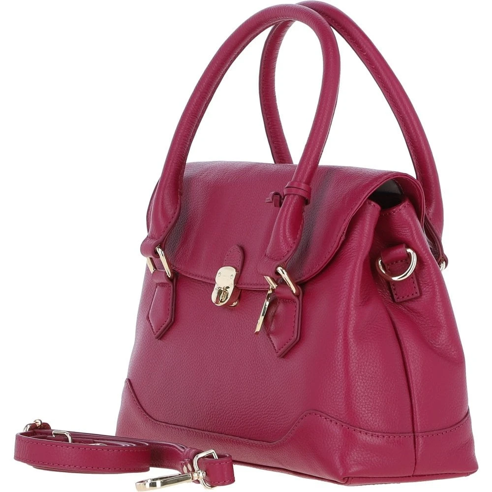 Premium Leather Shoulder Bag With Detachable Crossbody Strap Raspberry: Y-56 - Image 2