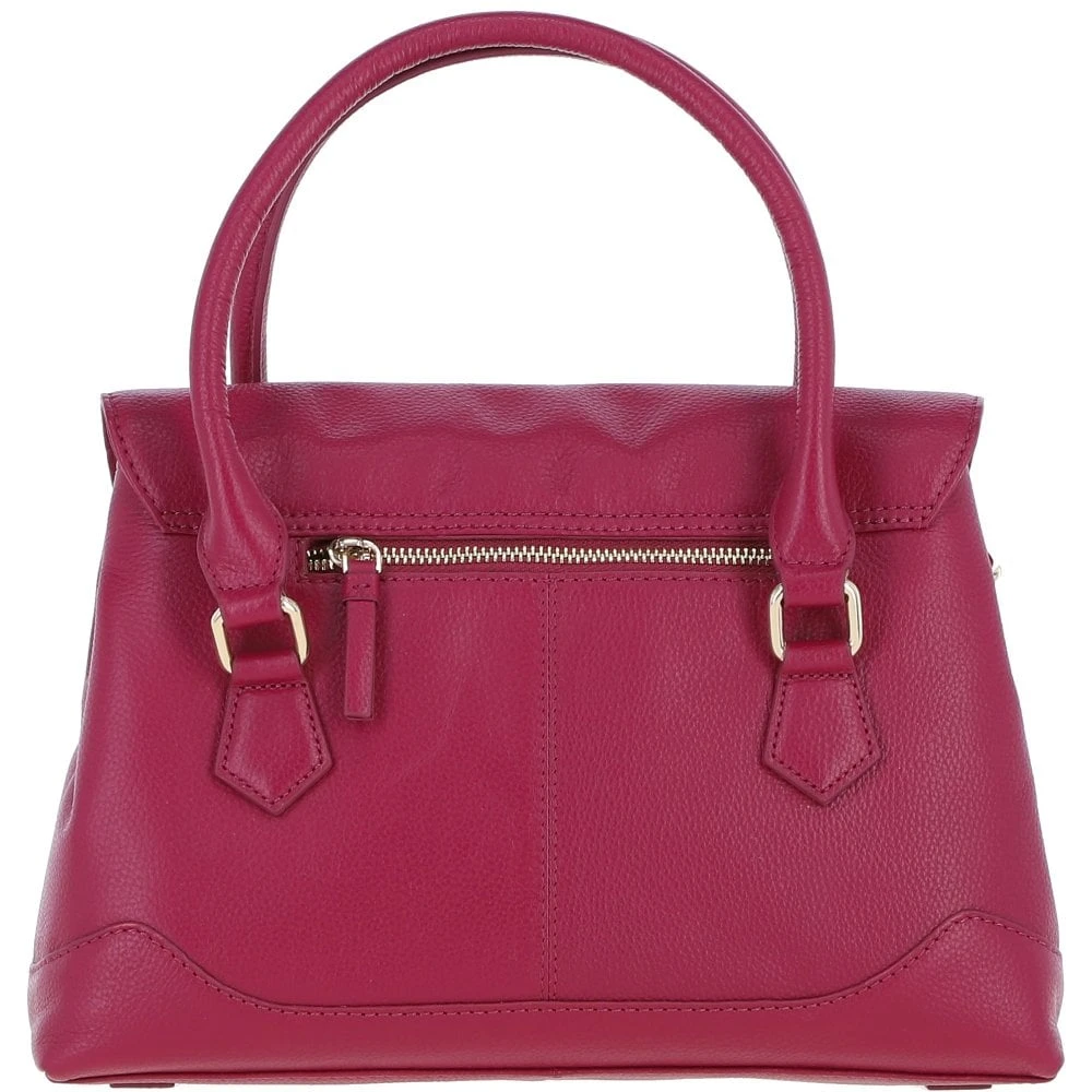 Premium Leather Shoulder Bag With Detachable Crossbody Strap Raspberry: Y-56 - Image 3