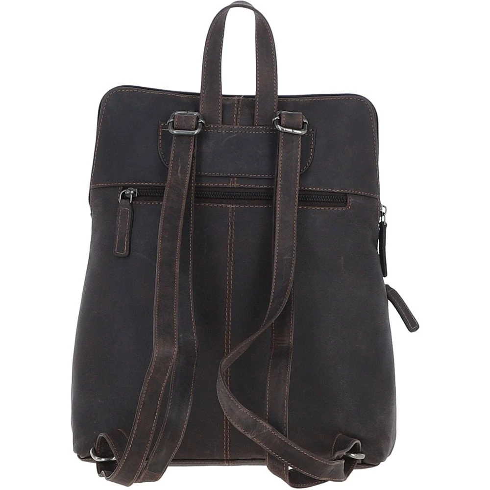 Real Leather Backpack With Multiple Pockets Brown: TOKYO - Image 3