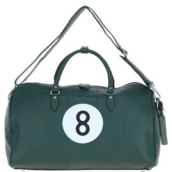 Real Leather Sports Holdall Bag With Shoulder Strap Green: PP-01-8