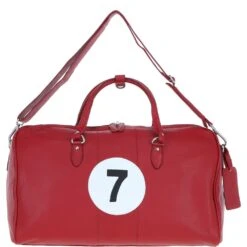 Real Leather Sports Holdall Bag With Shoulder Strap Red: PP-01-7