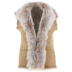 Reversible Toscana Suede Leather Gilet Camel : Kashmina
