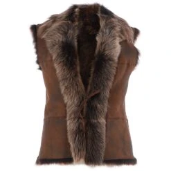 Reversible Toscana Suede Leather Gilet Vin Whisky : Kashmina
