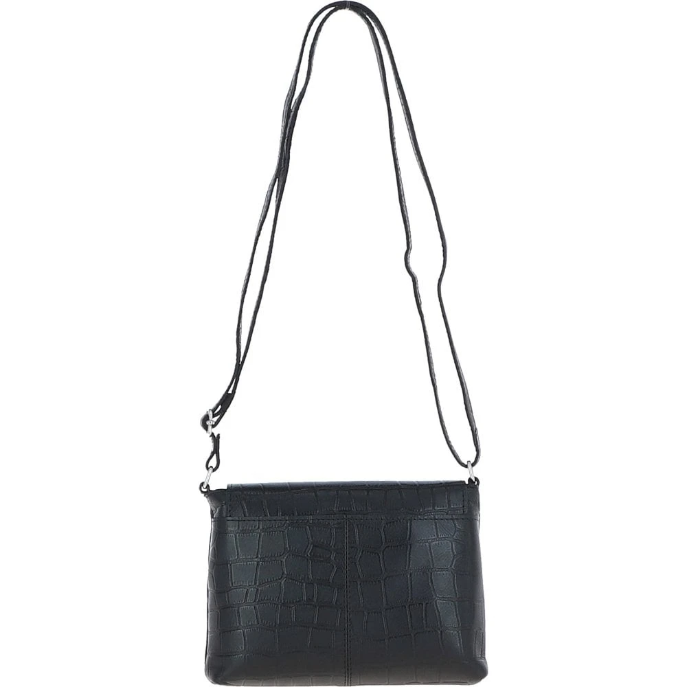 Rosea Flap Over Croc Print Real Leather Shoulder Bag Black/croc: MC6 - Image 5