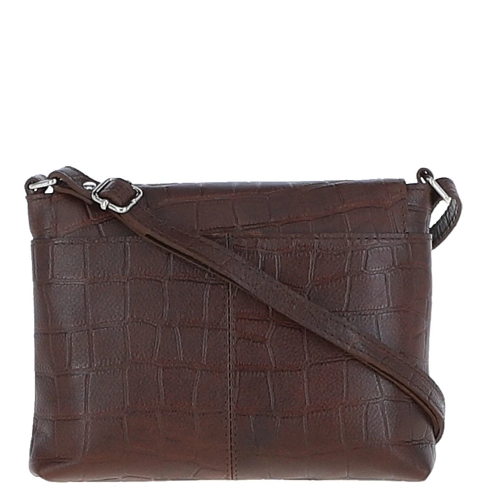 Rosea Flap Over Croc Print Real Leather Shoulder Bag Brandy/croc: MC6 - Image 4