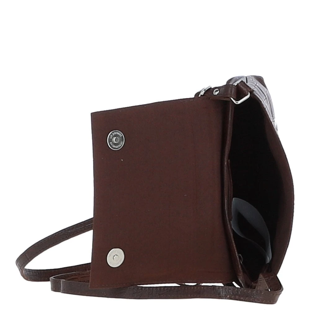 Rosea Flap Over Croc Print Real Leather Shoulder Bag Brandy/croc: MC6 - Image 8