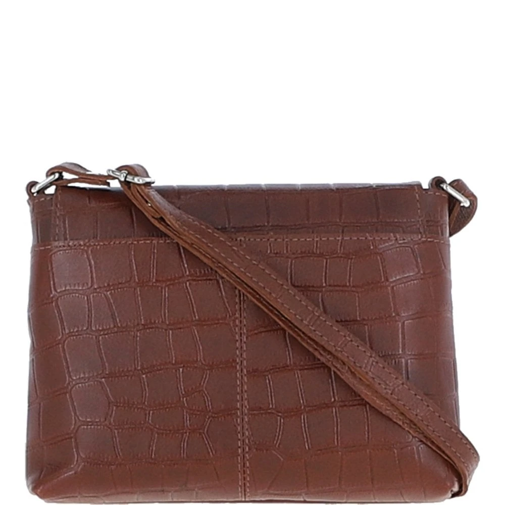 Rosea Flap Over Croc Print Real Leather Shoulder Bag Cognac/croc: MC6 - Image 4