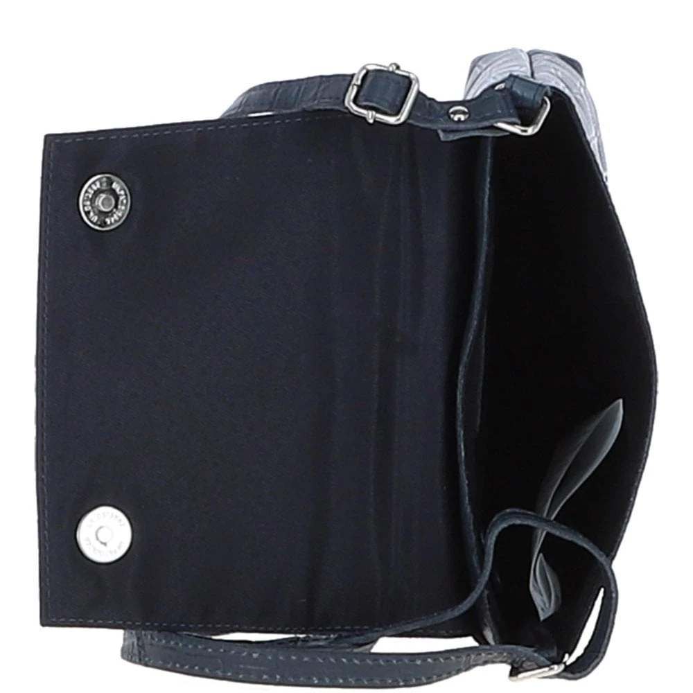 Rosea Flap Over Croc Print Real Leather Shoulder Bag Navy/croc: MC6 - Image 8