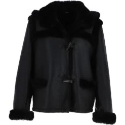 Shearling Jacket With Hood Black : Jayla
