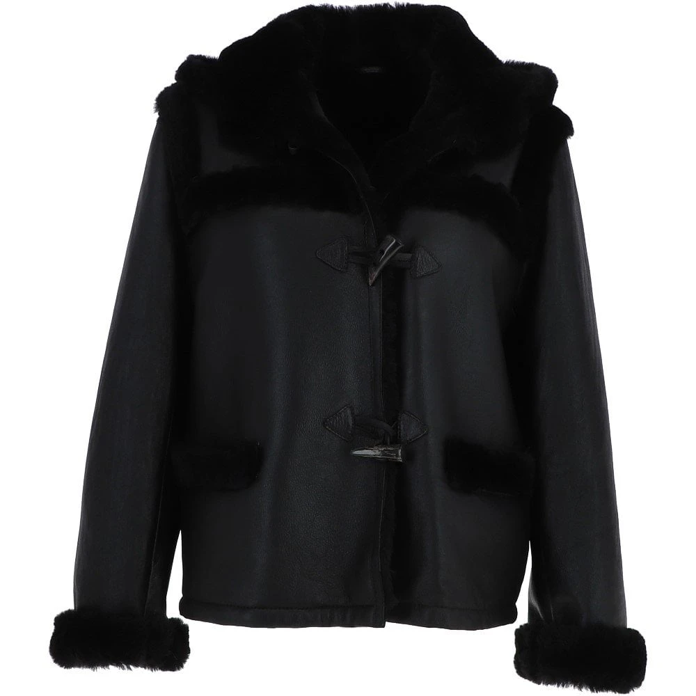 Shearling Jacket With Hood Black : Jayla