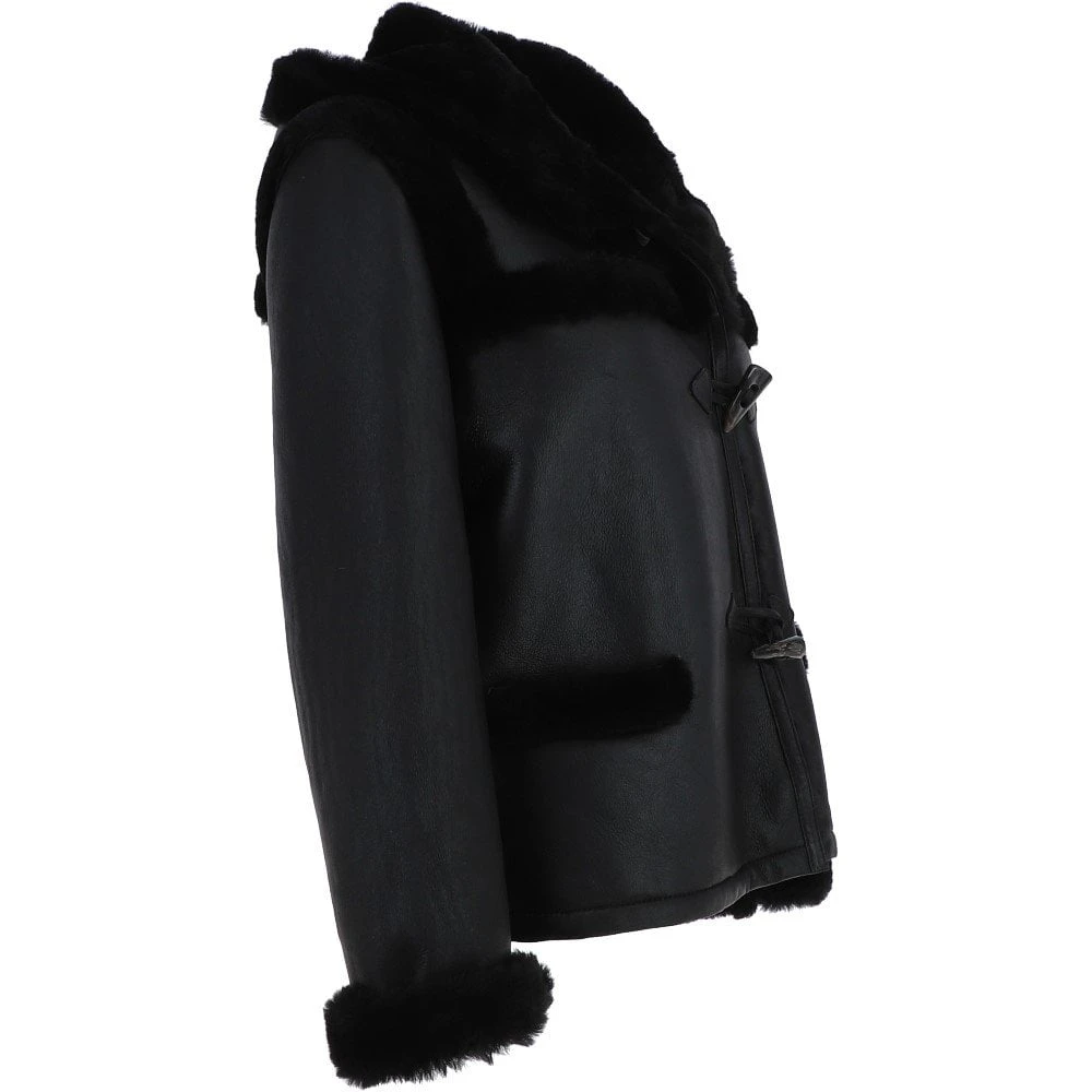 Shearling Jacket With Hood Black : Jayla - Image 4