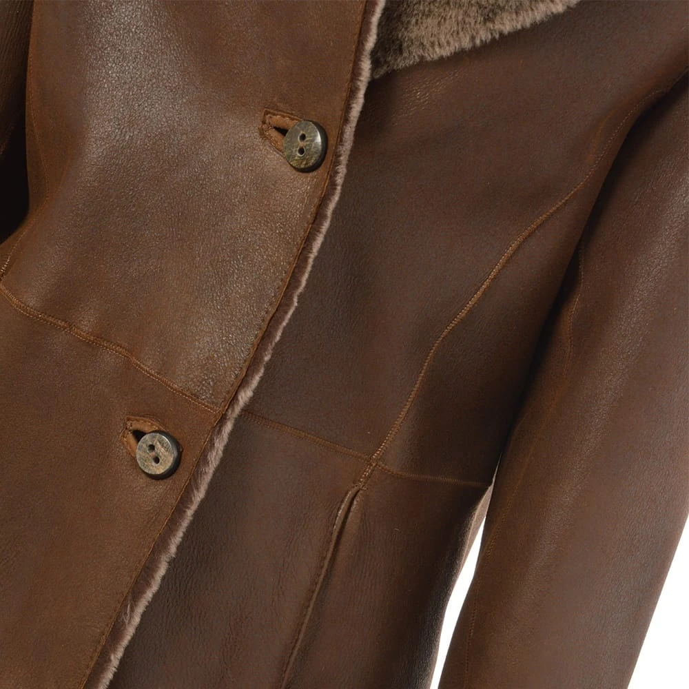 Sheepskin Coat Tobacco : Anthea - Image 4