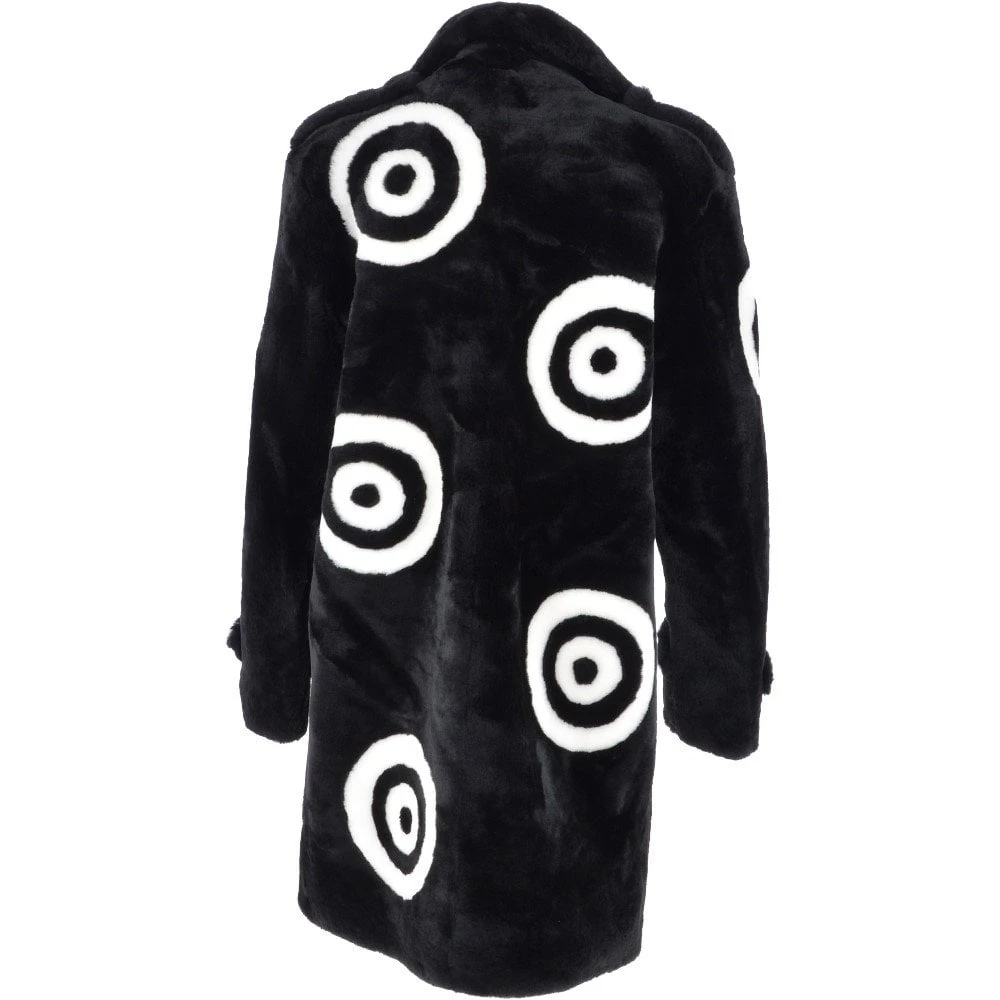 Sheepskin Coat With Roundel Detail Black/ White: Leilani - Image 3