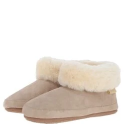 Sheepskin Slippers Beige Leopard: Ladies Booties