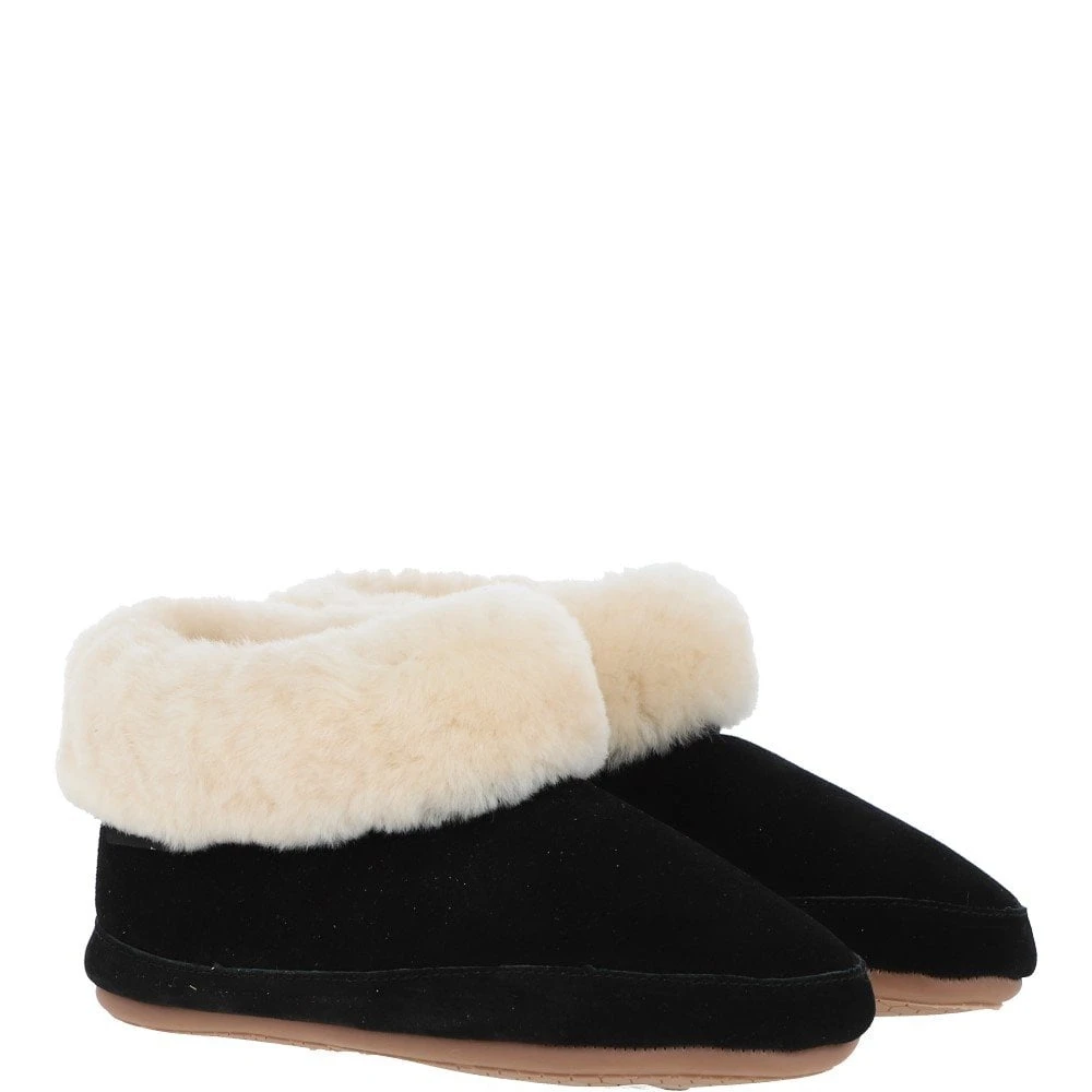 Sheepskin Slippers Black Silver: Ladies Booties - Image 4