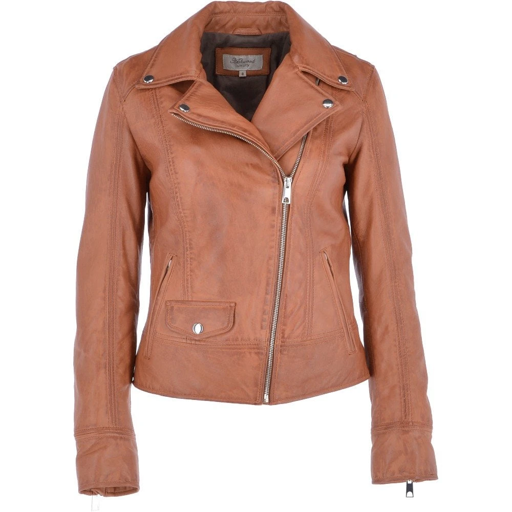 Short Biker Jacket Cognac : Alyssa