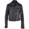 Short Leather Biker Jacket Black : Brooklyn