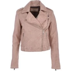 Short Leather Biker Jacket Stone : Brooklyn