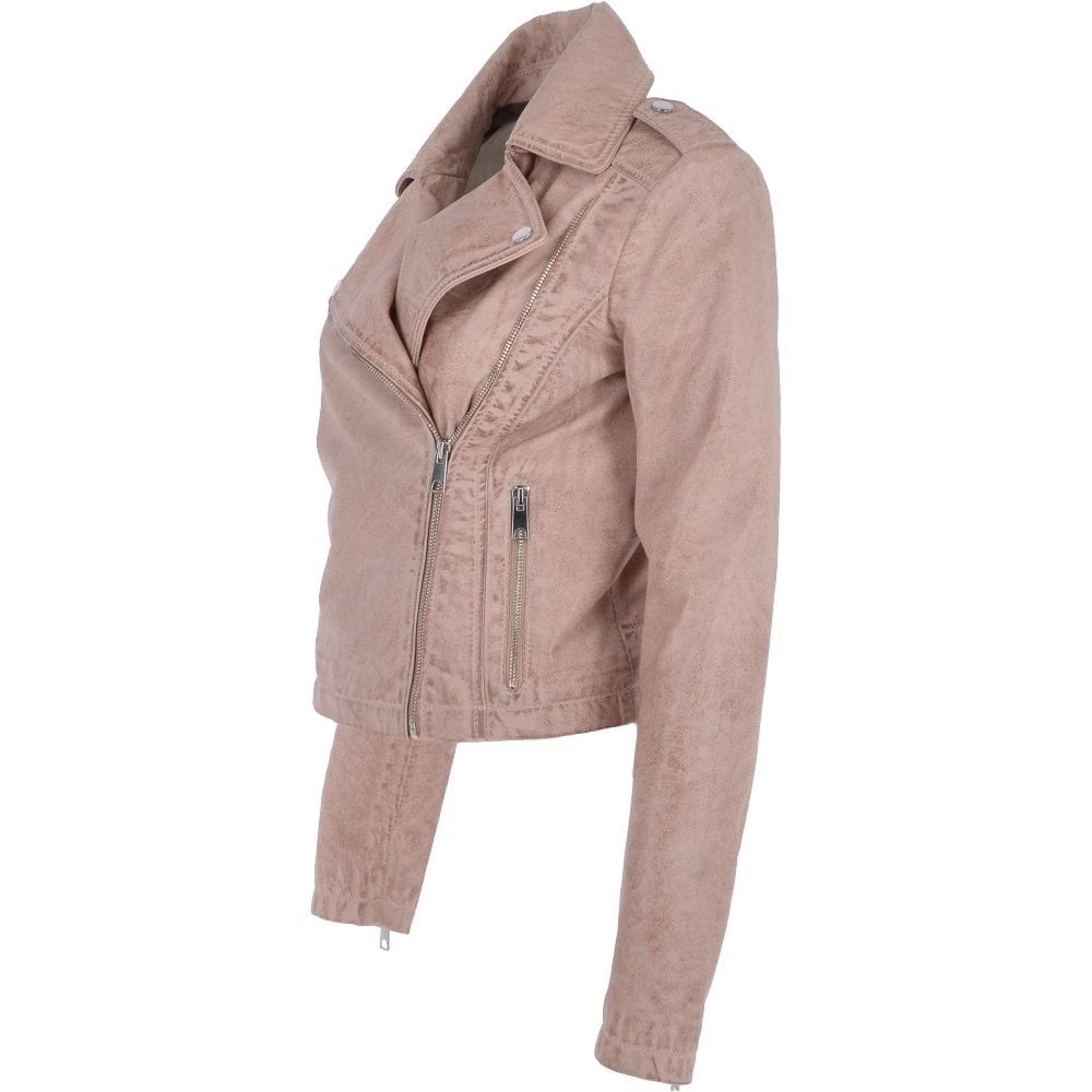 Short Leather Biker Jacket Stone : Brooklyn - Image 2