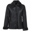 Short Shearling Jacket Black : Elissa