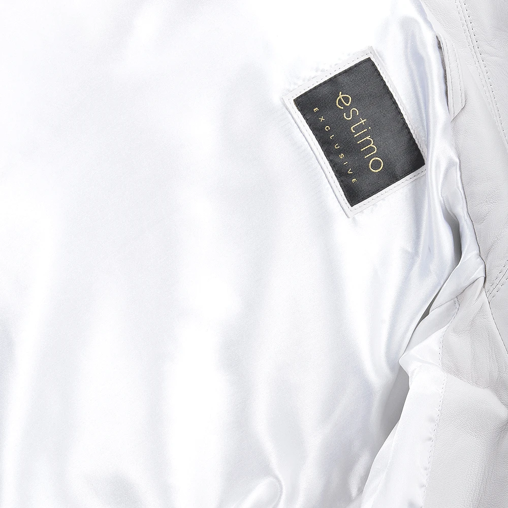 Short Vegetable Tanned Leather Biker Jacket White : Jenner - Image 6