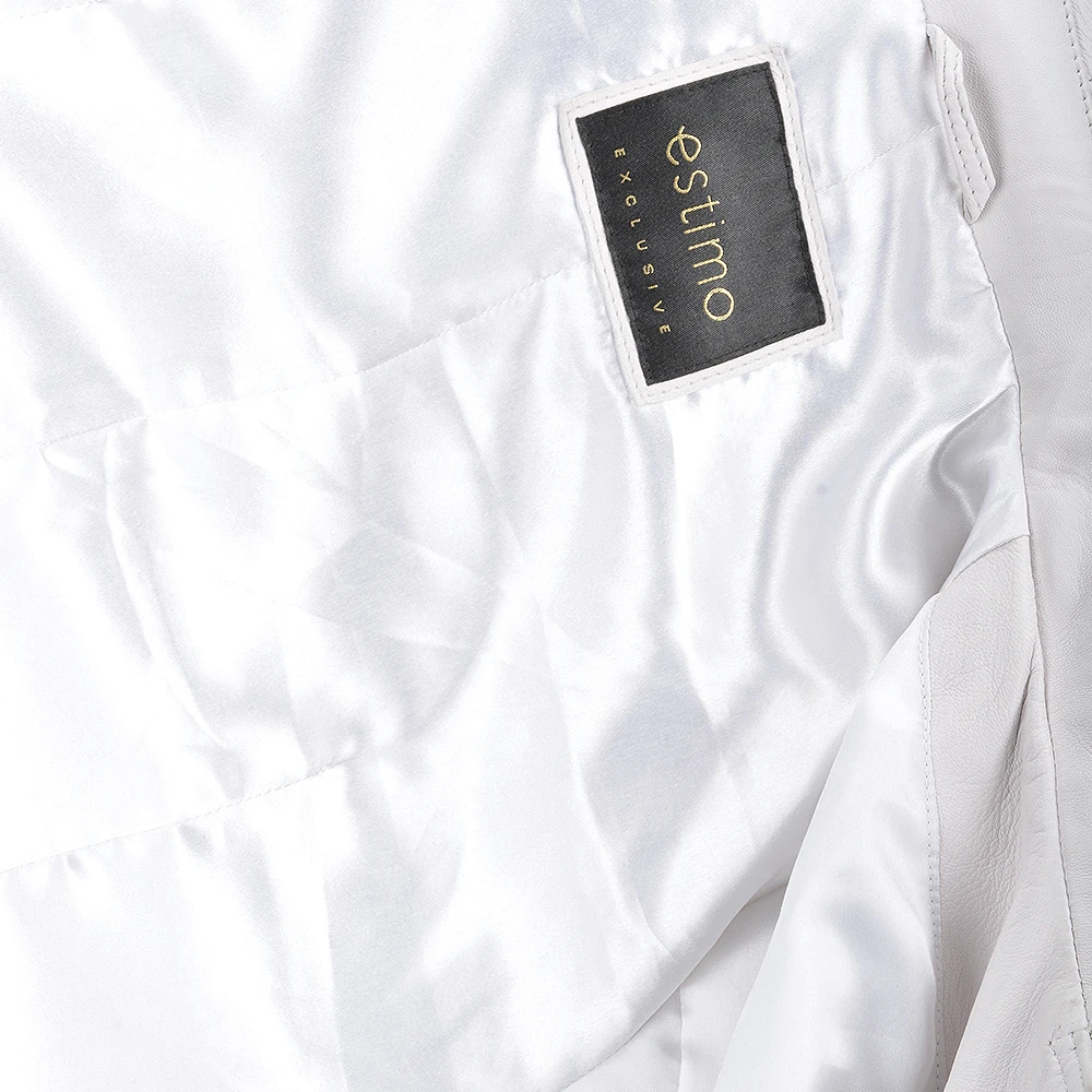 Short Vegetable Tanned Leather Biker Jacket White : Sabine - Image 6