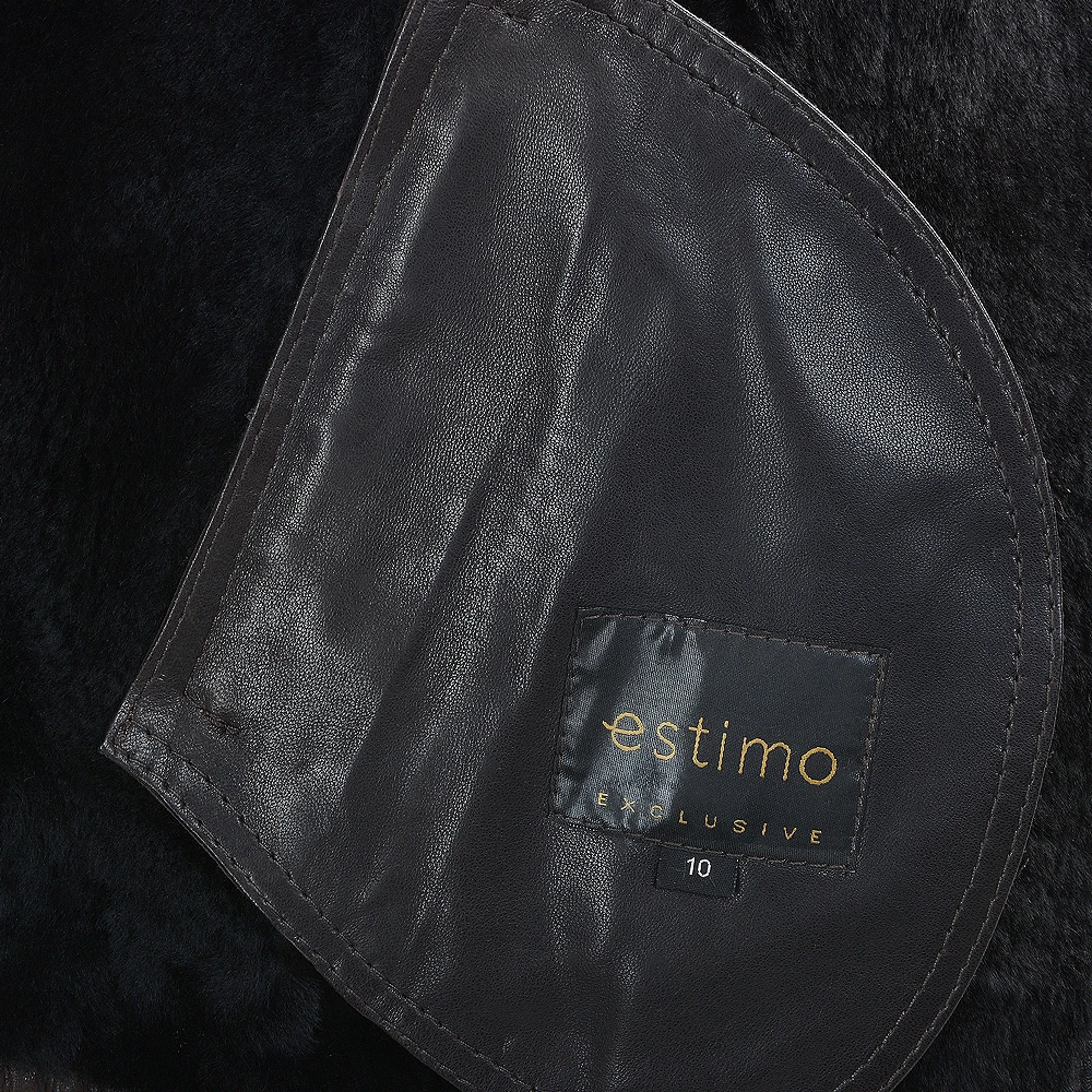 Side Zip Biker Sheepskin Pilot Jacket Taba Crack/blk : Micaela - Image 5